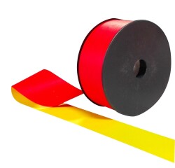 Rubalise textile jaune rouge fluo NF P98-465 – barrière chantier  - 50 x 35 mm