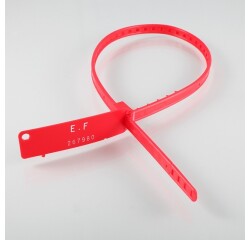 Scellés de Sécurité plastique L 520 mm- STRAPSEAL - Lot de 100 ex  - Rouge