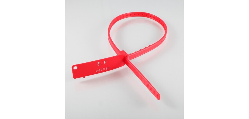 Scellés de Sécurité plastique L 520 mm- STRAPSEAL - Lot de 100 ex  - Rouge