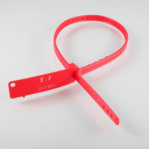 Scellés de Sécurité plastique L 520 mm- STRAPSEAL - Lot de 100 ex  - Rouge