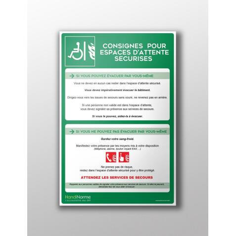 Panneau consignes sécurité - Espace d'attente sécurisé - 200x300 mm - PVC