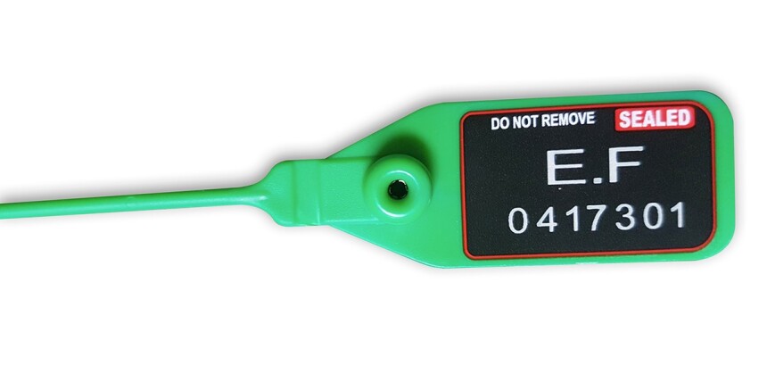 Scellés de Sécurité plastique SEALTEC - 100 ex - Norme 10/2011 EU  - Vert - 205 mm