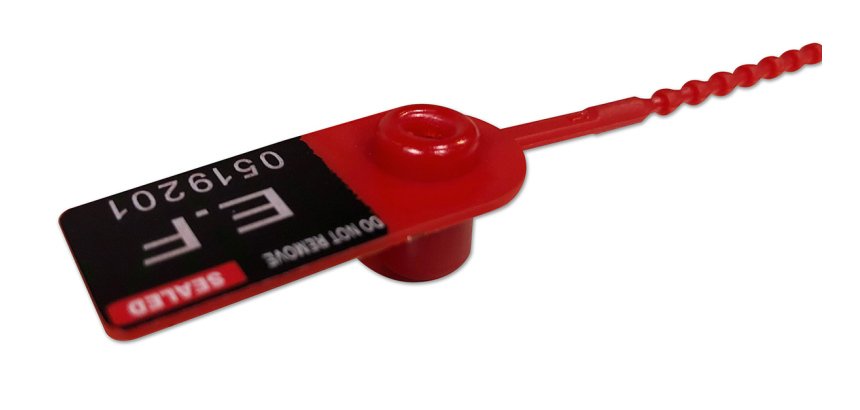 Scellés de Sécurité plastique SEALTEC - 100 ex - Norme 10/2011 EU  - Rouge - 205 mm