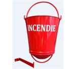 Seau à incendie - Métal rouge - Support inclus - Capacité 11 L
