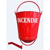 Seau à incendie - Métal rouge - Support inclus - Capacité 11 L