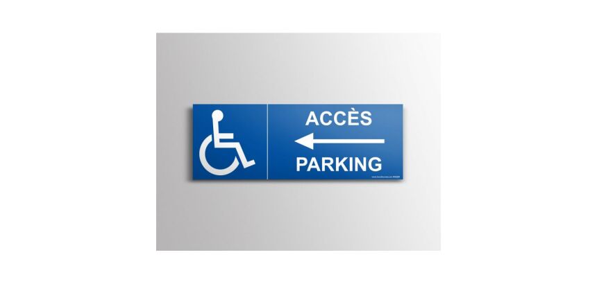 Signalisation - Direction vers parking PMR, flèche à gauche  - 350 x 125 mm - PVC 2 mm