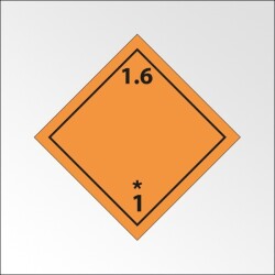 Plaque de Transport ADR - Matières et objets explosifs 1.6  - 100 x 100 mm - Plaque magnétique