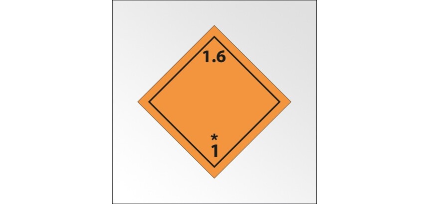 Plaque de Transport ADR - Matières et objets explosifs 1.6  - 150 x 150 mm - Plaque magnétique