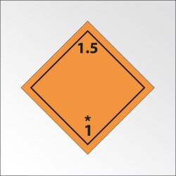 Plaque de Transport ADR - Matières et objets explosifs 1.5  - 100 x 100 mm - Plaque magnétique