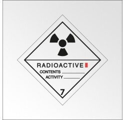 Plaque de Transport ADR 7 -Matières radioactives - Catégorie I  - 100 x 100 mm - Plaque magnétique
