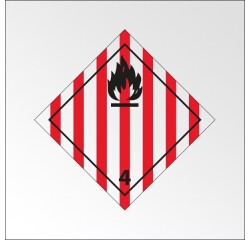 Plaque ADR - Transport Solide inflammable - Danger Classe 4  - 100 x 100 mm - Vinyle