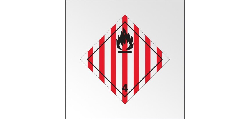 Plaque ADR - Transport Solide inflammable - Danger Classe 4  - 300 x 300 mm - PVC 2 mm