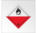 Plaque de Transport ADR 4 - Transport matières inflammables   - 100 x 100 mm - Plaque magnétique