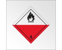 Plaque de Transport ADR 4 - Transport matières inflammables   - 100 x 100 mm - Plaque magnétique