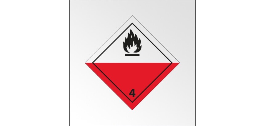 Plaque de Transport ADR 4 - Transport matières inflammables   - 100 x 100 mm - Plaque magnétique