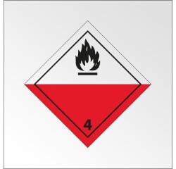 Plaque de Transport ADR 4 - Transport matières inflammables  - 100 x 100 mm - Plaque magnétique