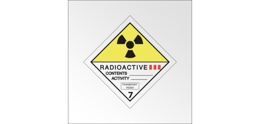 Panneau dangereux - Matières radioactives catégorie III ADR 7  - 100 x 100 mm - Vinyle