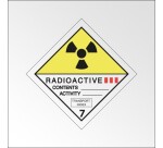 Panneau dangereux - Matières radioactives catégorie III ADR 7  - 250 x 250 mm - Plaque magnétique