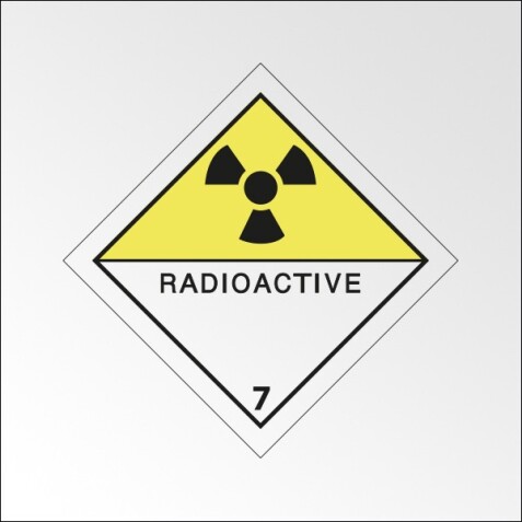 Plaque ADR - Transport Matières radioactives - Danger classe 7  - 100 x 100 mm - PVC