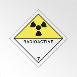 Plaque ADR - Transport Matières radioactives - Danger classe 7  - 100 x 100 mm - Plaque magnétique