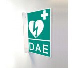 Signalétique DAE en vinyle et support PVC pour fixation murale