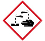 Lot d'étiquettes adhésives GHS05 - Danger Matières corrosives - Vinyle