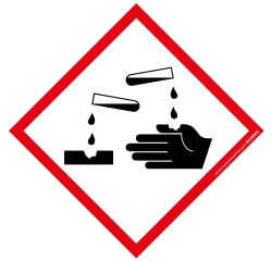 Lot d'étiquettes adhésives GHS05 - Danger Matières corrosives - Vinyle