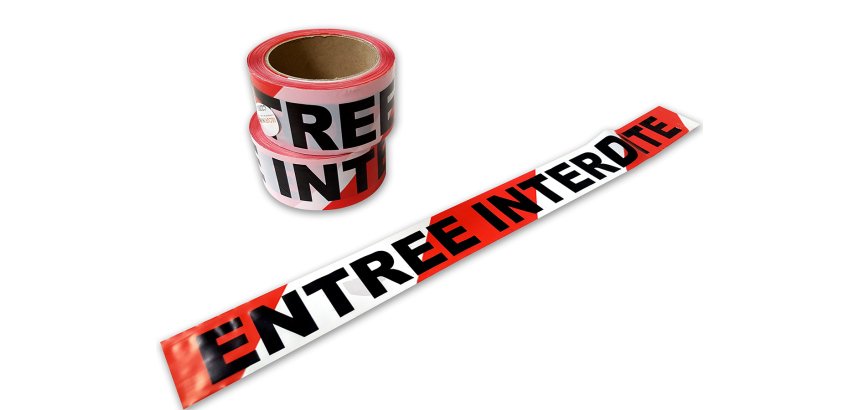 Ruban de chantier - Entrée interdite - Polyéthylène - 100m x 50mm