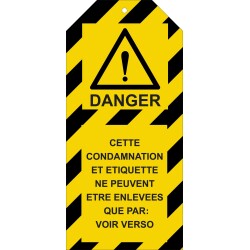 Étiquettes - Danger Condamnation - Polyester Souple - Lot de 10  - 50 x 110 mm