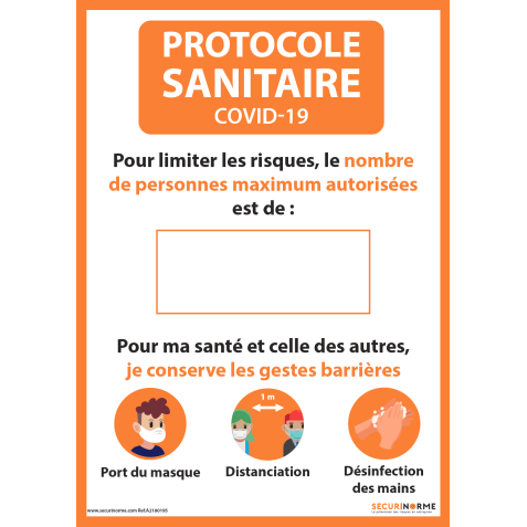 Affiche nombre de personnes maximum autorisées – Orange – A3/A4