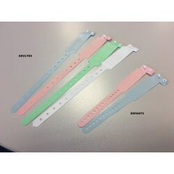 Bracelet d'identification Adulte avec zone écriture - Lot de 100 ex  - Bleu