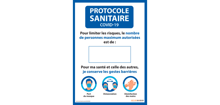 Affiche - Nombre de personnes maximum autorisées - A3 et A4 - version bleue