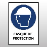 Panneau EPI - Casque de protection obligatoire - M014 - ISO 7001  - Vinyle Souple Autocollant - A5