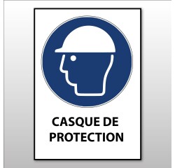 Panneau EPI - Casque de protection obligatoire - M014 - ISO 7001  - Vinyle Souple Autocollant - A5