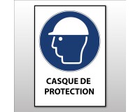 Panneau EPI - Casque de protection obligatoire - M014 - ISO 7001  - Vinyle Souple Autocollant - A4