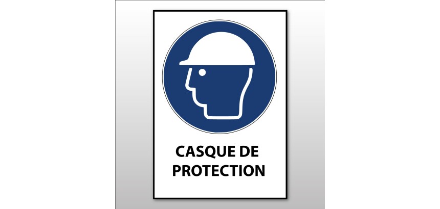 Panneau EPI - Casque de protection obligatoire - M014 - ISO 7001  - Vinyle Souple Autocollant - A4