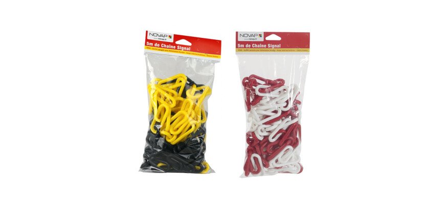Chaîne de signalisation poteaux - Polyéthylène haute densité - 5m  - Rouge/Blanc