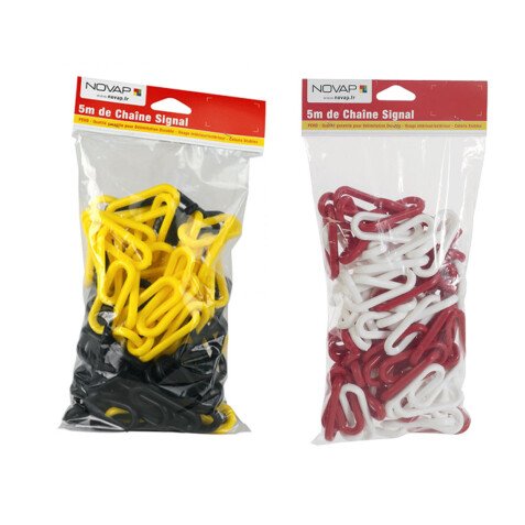 Chaîne de signalisation poteaux - Polyéthylène haute densité - 5m  - Rouge/Blanc