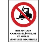 Panneau Interdit aux chariots élévateurs et véhicules industriels  - Vinyle Souple Autocollant - A5