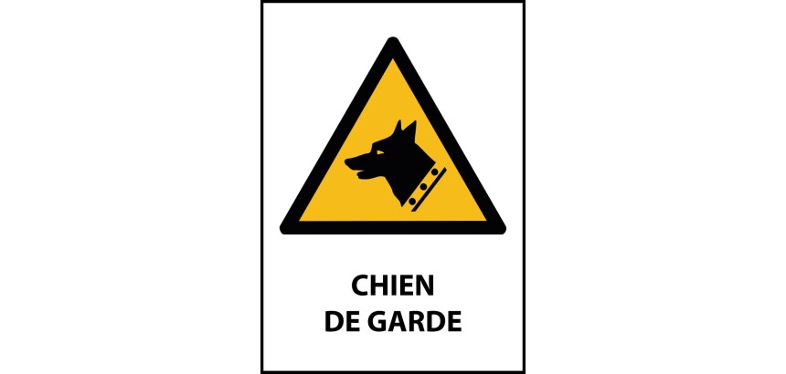 Signalétique W013 – Panneau danger chien de garde – ISO 7010  - PVC 2 mm - A4