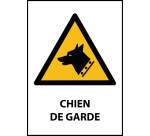 Signalétique W013 – Panneau danger chien de garde – ISO 7010  - PVC 2 mm - A3