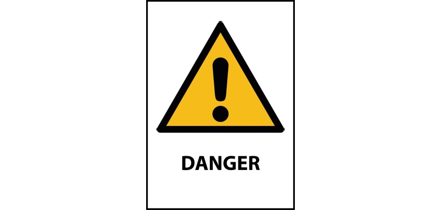 Panneau de danger universel – W001 – Norme ISO EN 7010 sécurité  - Vinyle Souple Autocollant - A5