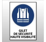 Panneau EPI - Gilet sécurité obligatoire - M015 - ISO 7001  - PVC à visser - A4