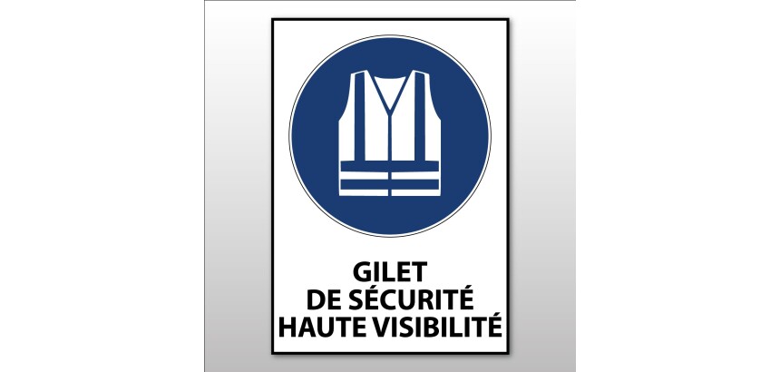 Panneau EPI - Gilet sécurité obligatoire - M015 - ISO 7001  - PVC à visser - A4