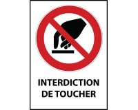Panneau d'interdiction - Interdiction de toucher - P010 - ISO 7010   - Vinyle Souple Autocollant - A4