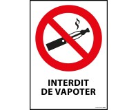 Panneau d'interdiction - Interdit de vapoter - ISO 7010    - Vinyle Souple Autocollant - A4