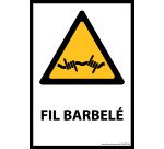 Panneau danger  - Fil barbelé - Format W033 - Norme ISO 7010  - Vinyle Souple Autocollant - A5