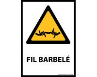 Panneau danger  - Fil barbelé - Format W033 - Norme ISO 7010  - Vinyle Souple Autocollant - A5