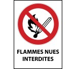 Panneau d'interdiction - Flammes nues interdites - P003 - ISO 7010   - PVC 2 mm - A4