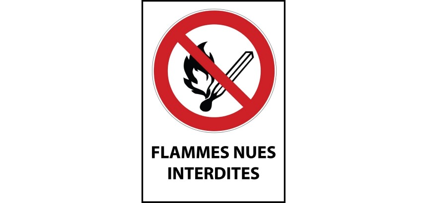 Panneau d'interdiction - Flammes nues interdites - P003 - ISO 7010   - PVC 2 mm - A4